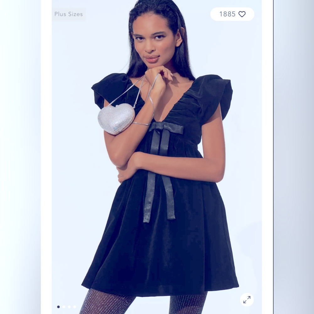 Endless Rose Anthropologie Satin Bow Velvet Mini Dress black size XS NWT rare